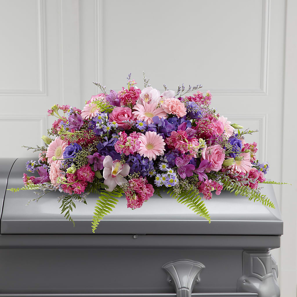 Glorious Garden Casket Spray – MAYA'S FLOWER SHOP, Carmichael CA