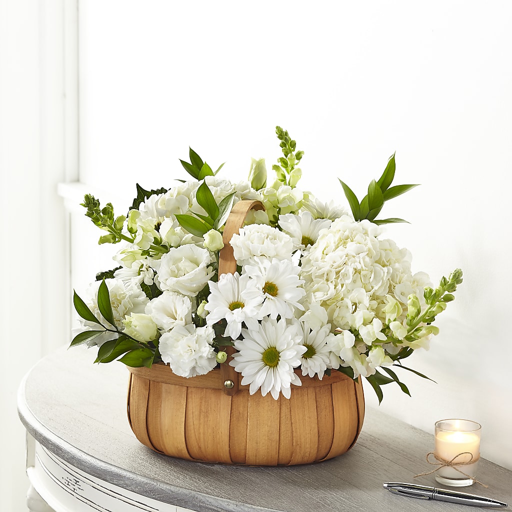 Pure Ivory Basket – MAYA'S FLOWER SHOP, Carmichael CA