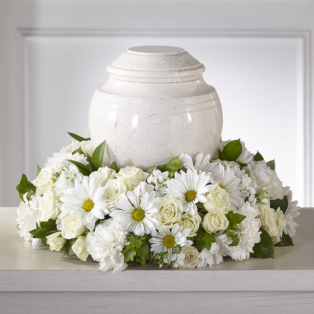 Ivory Gardens Cremation Adornment – MAYA'S FLOWER SHOP, Carmichael CA