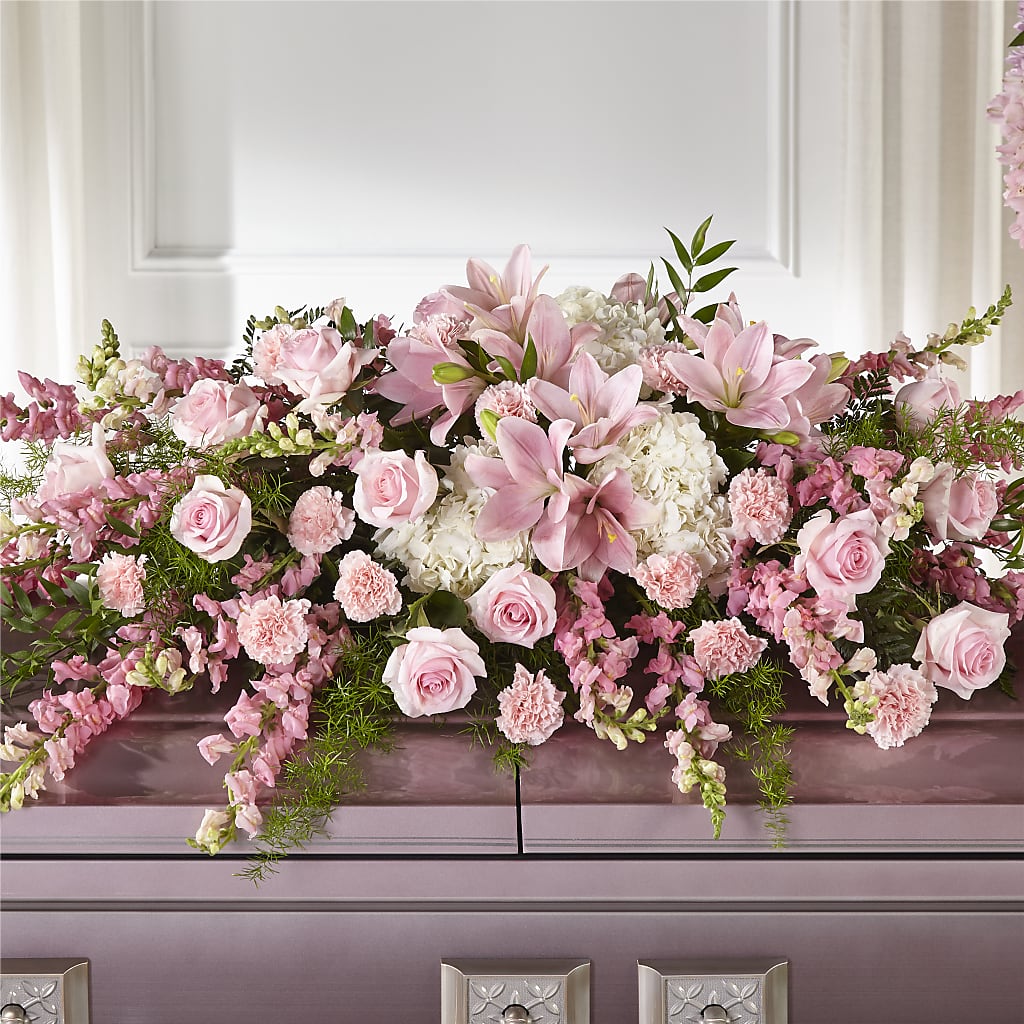 Life & Remembrance Casket Spray – MAYA'S FLOWER SHOP, Carmichael CA