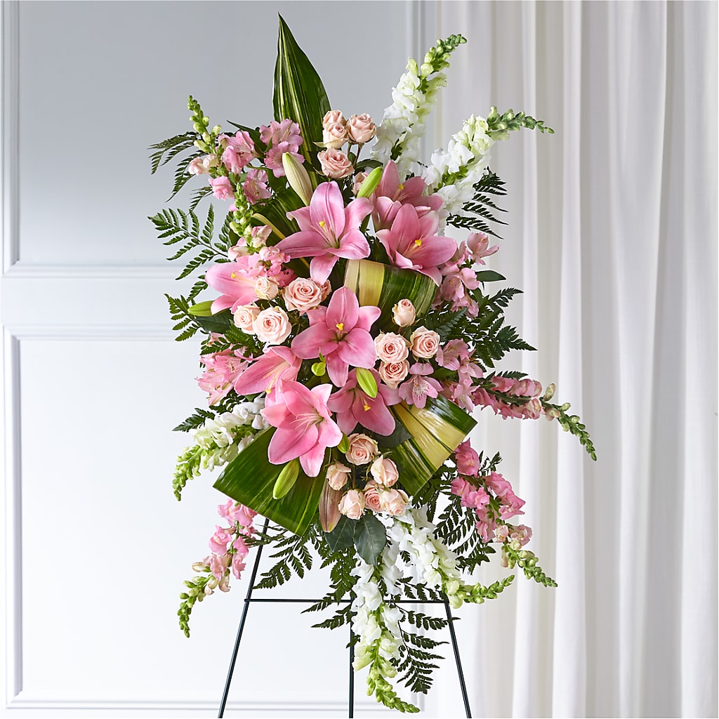 Elegant Embrace Standing Spray – MAYA'S FLOWER SHOP, Carmichael CA