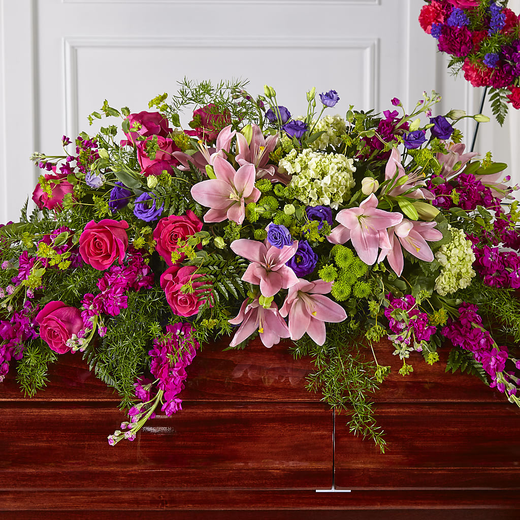 Radiant Tribute Casket Spray – MAYA'S FLOWER SHOP, Carmichael CA