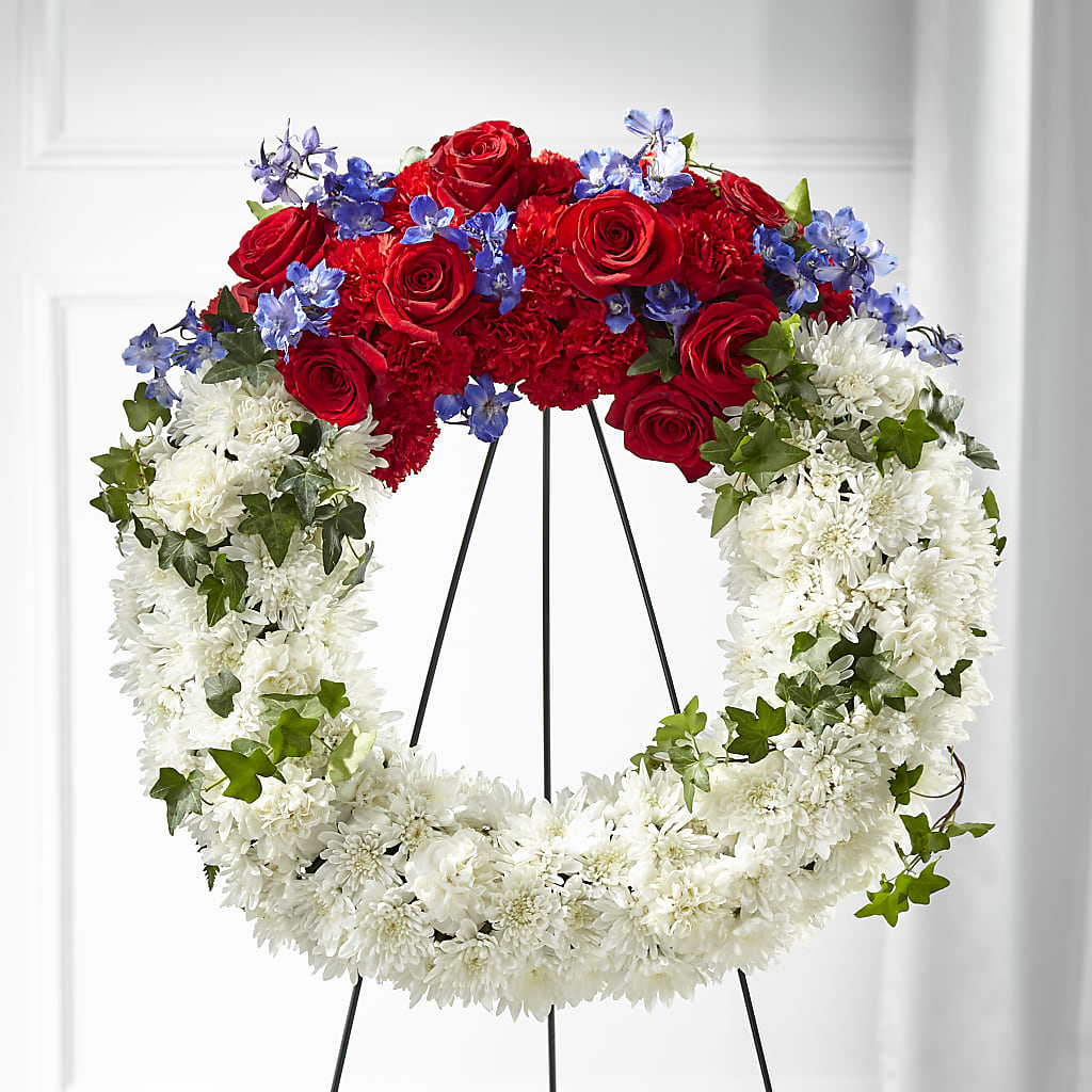 Patriotic Passion Wreath – MAYA'S FLOWER SHOP, Carmichael CA
