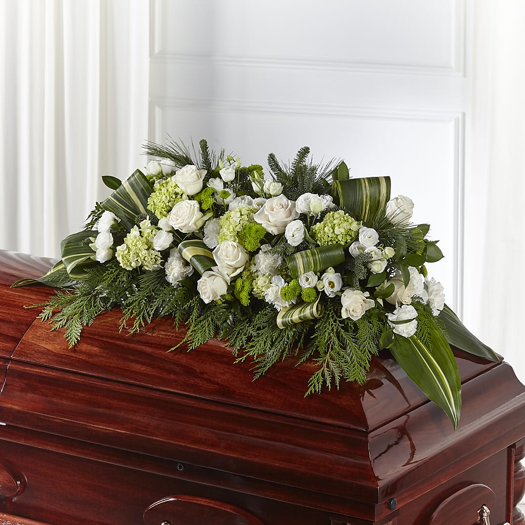 Hopeful Gesture Casket Spray – MAYA'S FLOWER SHOP, Carmichael CA