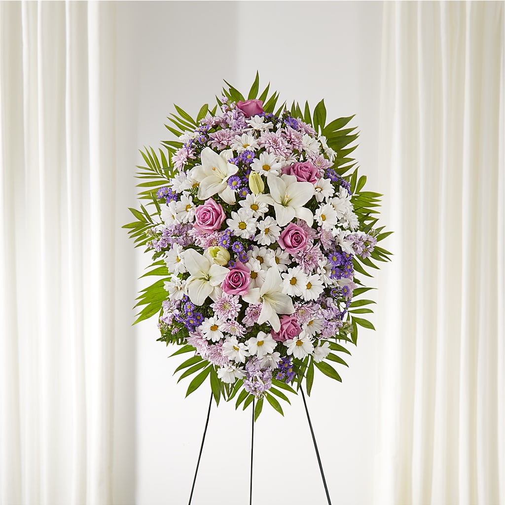 Surrounded by Love Standing Spray – MAYA'S FLOWER SHOP, Carmichael CA
