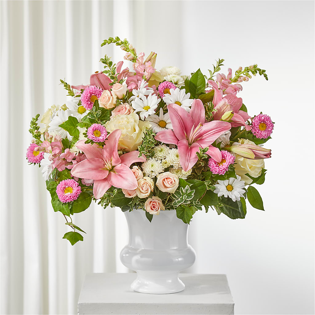Empathetic Blooms Urn Arrangement – MAYA'S FLOWER SHOP, Carmichael CA