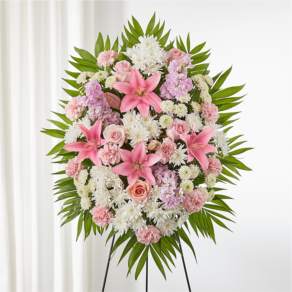 Offering Solace Standing Spray – MAYA'S FLOWER SHOP, Carmichael CA