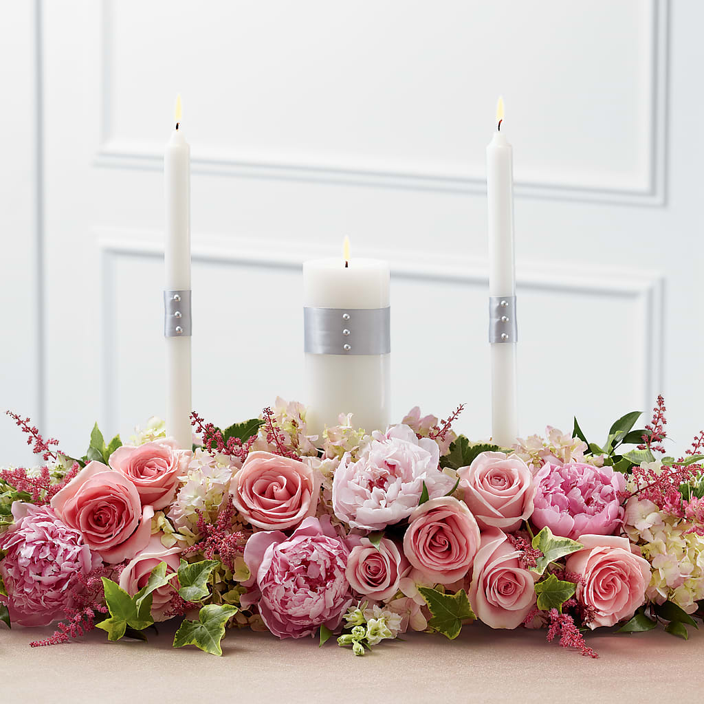 Worldwide Romance Unity Candle Arrangement – MAYA'S FLOWER SHOP, Carmichael CA