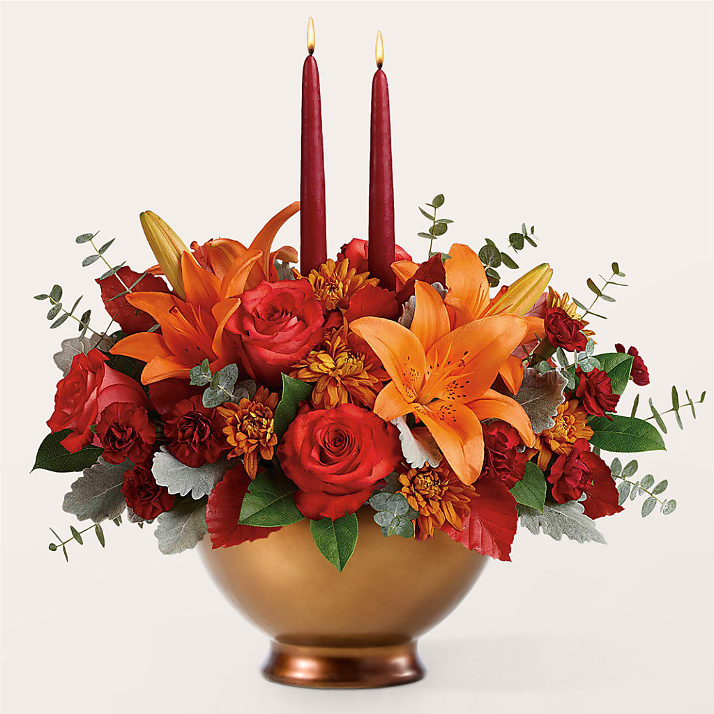 Fruits of Fall Centerpiece – MAYA'S FLOWER SHOP, Carmichael CA