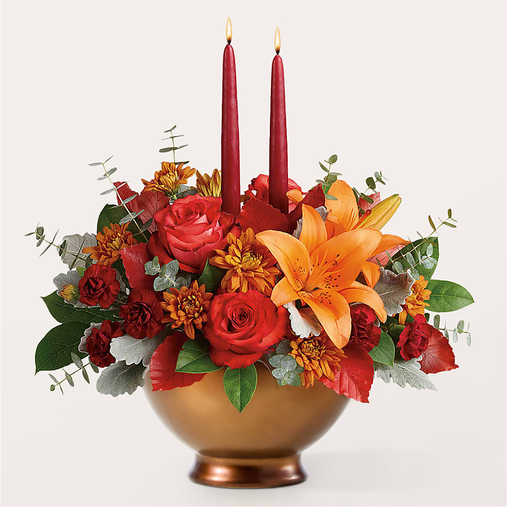 Fruits of Fall Centerpiece – MAYA'S FLOWER SHOP, Carmichael CA