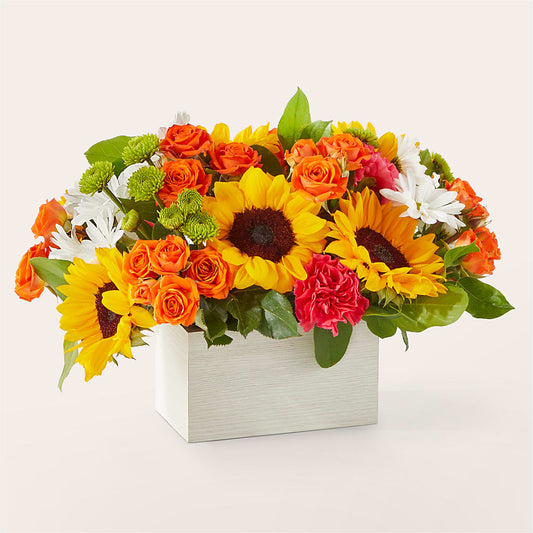Sun-drenched Blooms Box Bouquet – MAYA'S FLOWER SHOP, Carmichael CA