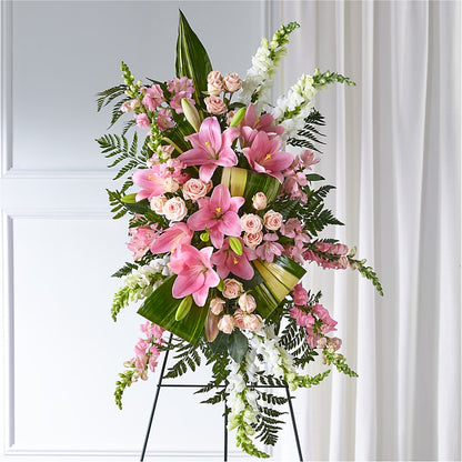 Elegant Embrace Standing Spray – MAYA'S FLOWER SHOP, Carmichael CA