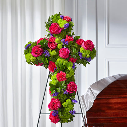 Tribute Rose Floral Cross – MAYA'S FLOWER SHOP, Carmichael CA