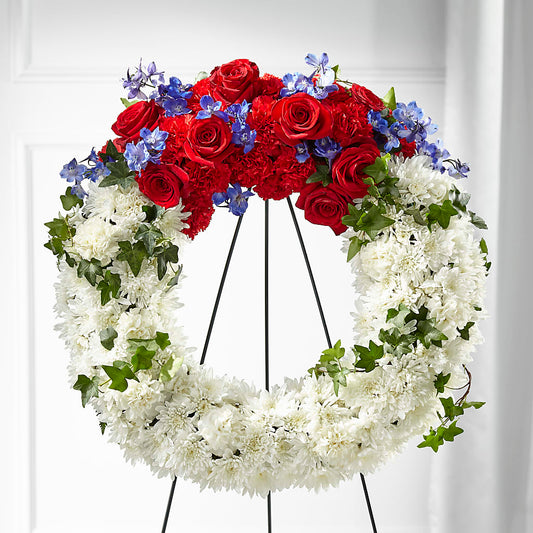 Patriotic Passion Wreath – MAYA'S FLOWER SHOP, Carmichael CA
