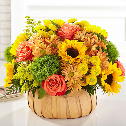 Harvest Sunflower Basket – MAYA'S FLOWER SHOP, Carmichael CA