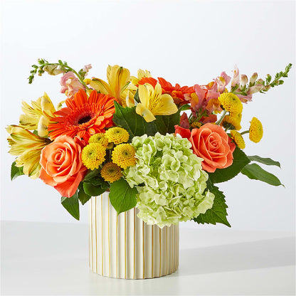 Autumn Sunshine Bouquet with Ivory Vase – MAYA'S FLOWER SHOP, Carmichael CA