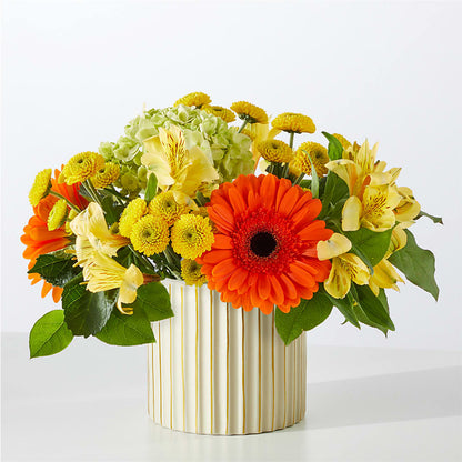 Autumn Sunshine Bouquet with Ivory Vase – MAYA'S FLOWER SHOP, Carmichael CA