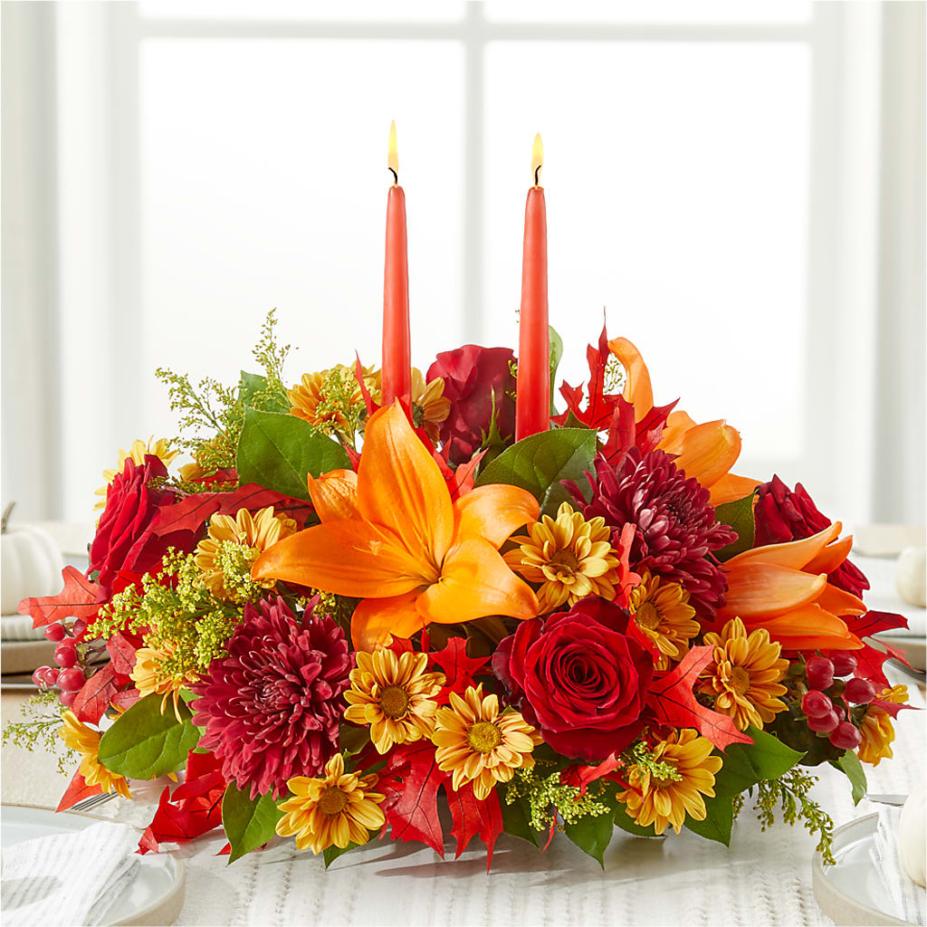 Autumn's Embrace Centerpiece – MAYA'S FLOWER SHOP, Carmichael CA