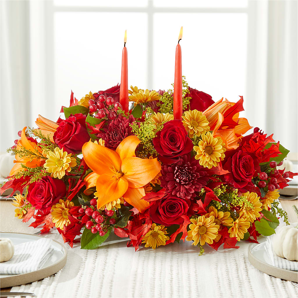 Autumn's Embrace Centerpiece – MAYA'S FLOWER SHOP, Carmichael CA