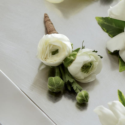White Ranunculus Boutonniere – MAYA'S FLOWER SHOP, Carmichael CA